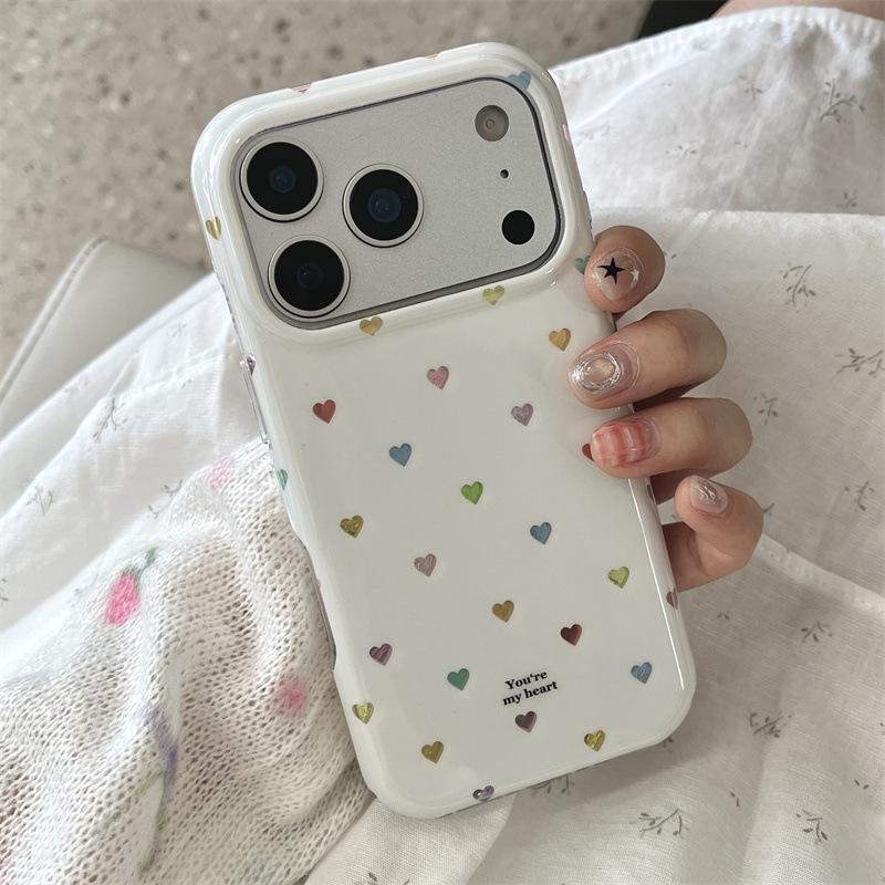 

Minimalist Color Heart Chain Phone Case for iPhone 17, 16 Pro Max, 15, and 14 (Japanese Korean Design) iPhone 14