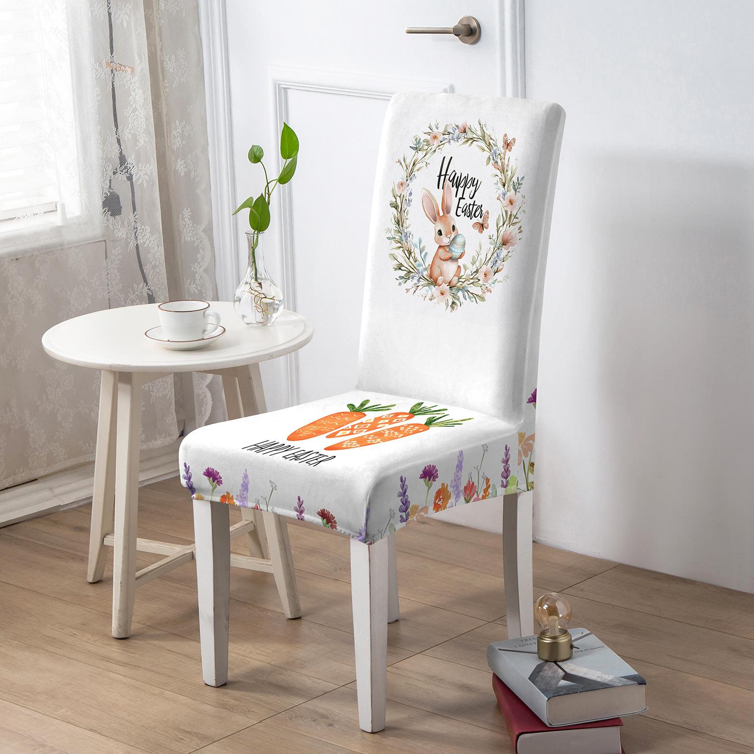 

Easter Style Chair Cover Cute Animal Pattern Soft Dustproof Elastic Chair Cover Home Restaurant Holiday Universal Chair Cover 1 piece