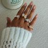 Yori White Colorful Shiny Cubic Zirconium Metal Geometric Creative Ring Women Daily Fashion Jewelry Accessories Gift