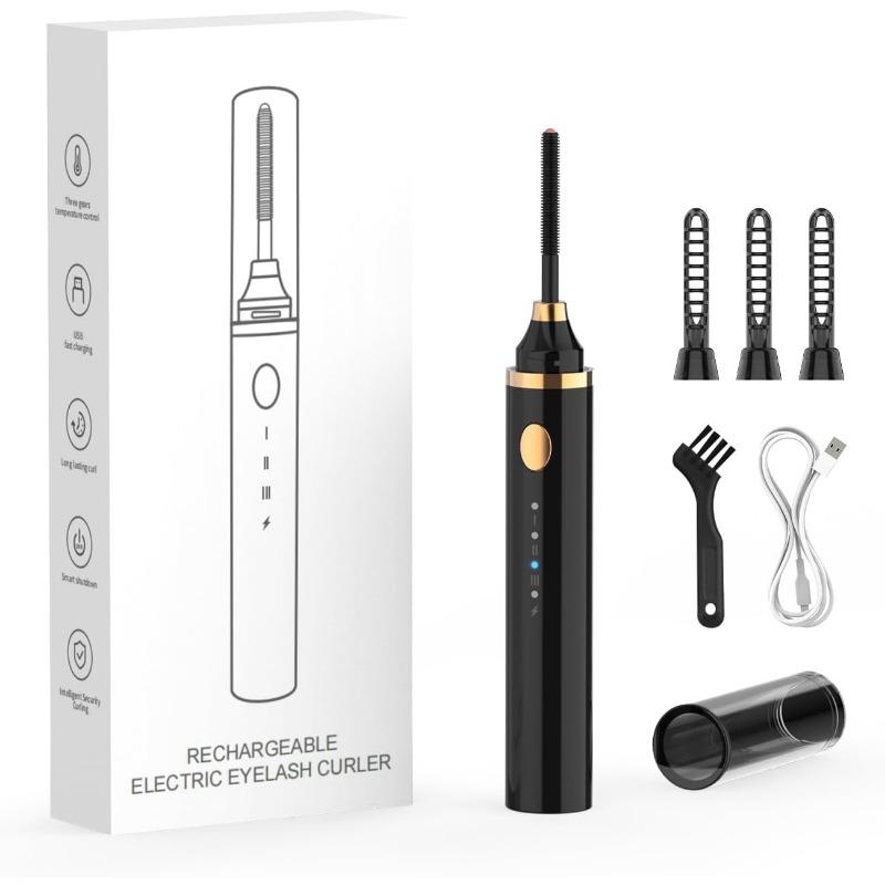 Heated Eyelash Curler, 2024 New 360° Heated Eyelash Brush Rechargeable with 3 Temperatures and 5-Second Quick Warm-Up 3-in-1 Eye