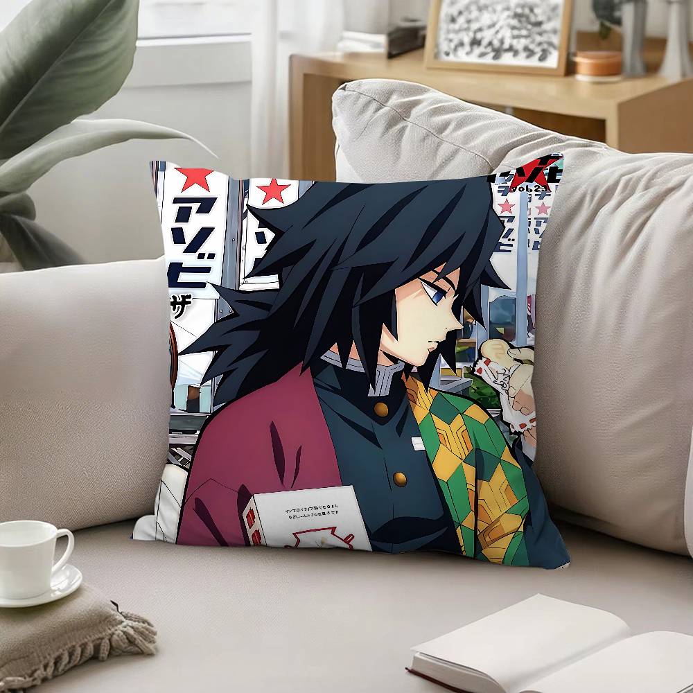

Крутая наволочка T-Tomioka Giyuu, чехол для подушки, мягкая, милая, декоративная наволочка для машины, дивана, наволочка из полиэстера на молнии 18x18Inch