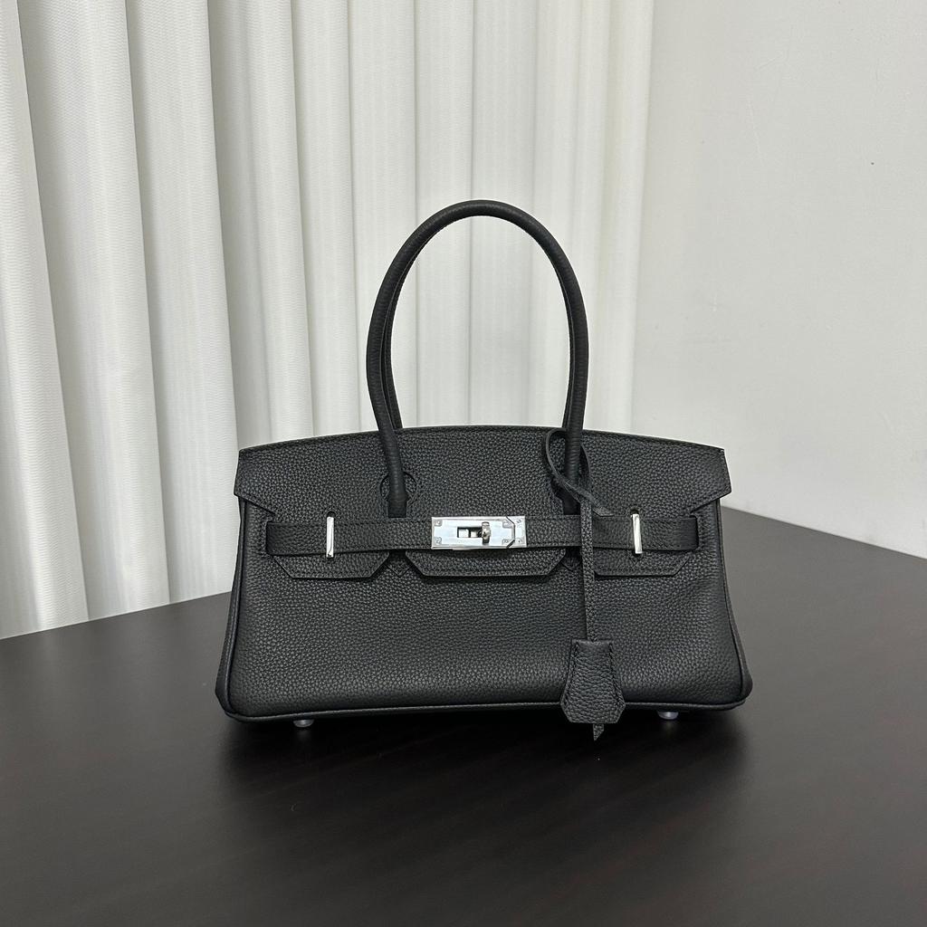 Haute Couture High End Skórzana Torba Horyzontalna z Platynową Główką z Nici Safi, Duża Pojemność, Wszechstronna, Do Ręki, Damska