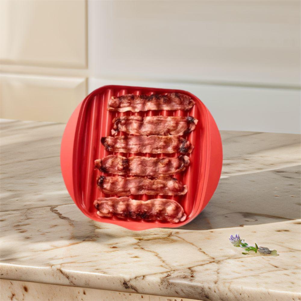 Wave Anti-stick Design Microwave Bacon Pan With Lid Microwave Barbecue Tray  Grilling