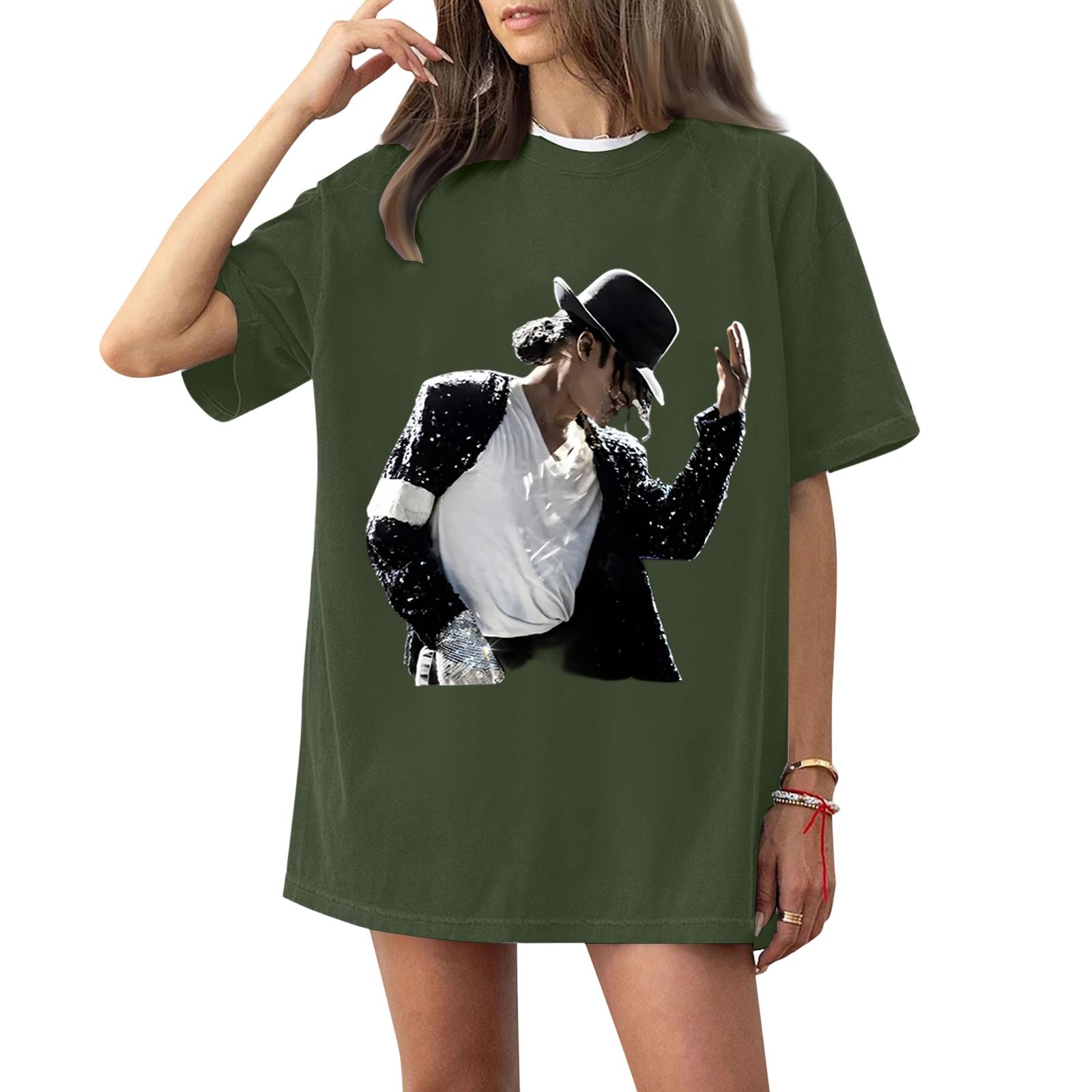 

Women s Fashionable Casual Short Sleeved Printed T-Shirt Round Neck Top L армия зеленый