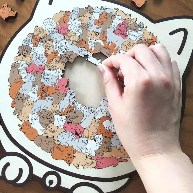 Dog Bear Shaped Puzzle With Animal Shards Wooden Jigsaw Puzzle Unique Irregular Animal Decorations Collectible Gift Challenging