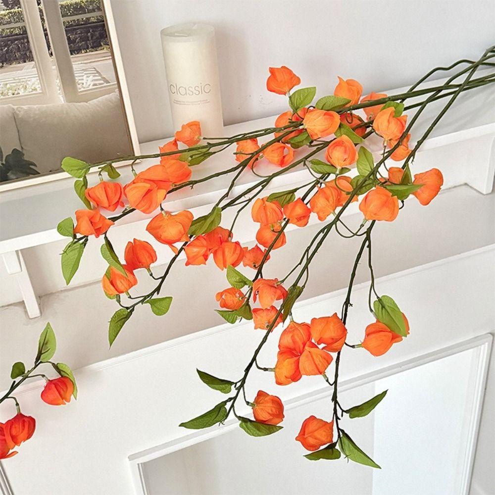 Orange Lantern Fruit Silk Cloth Sour Berry Lifelike Simulation Flower  Home Decoration
