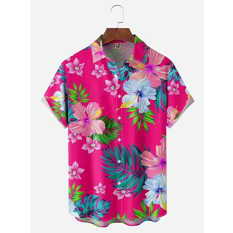 Sommer Strandurlaub Blumenhemd Herren Hawaiianisches Hemd Modisches Muster Herrenhemd