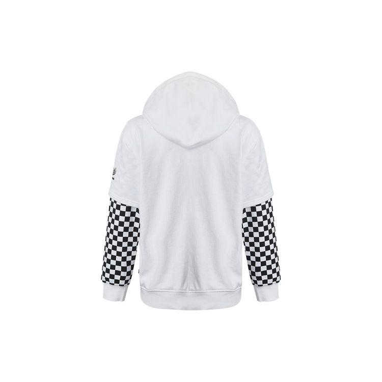 Vans Embroidered Logo Checkerboard Print Hoodie Women Tops White VN0A4UTNWHT