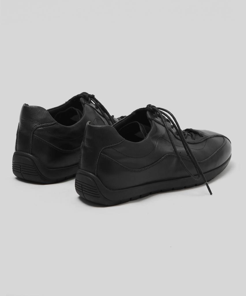 Wetheroad Wtrd3115 Faules Pferdeleder Renn-Sneaker Gewaschenes Schwarz