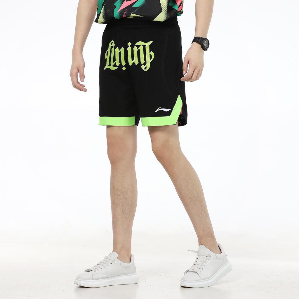 Li Ning Sports Basketball Series Casual Breathable Basketball Shorts Men shorts Black AAPR209-1