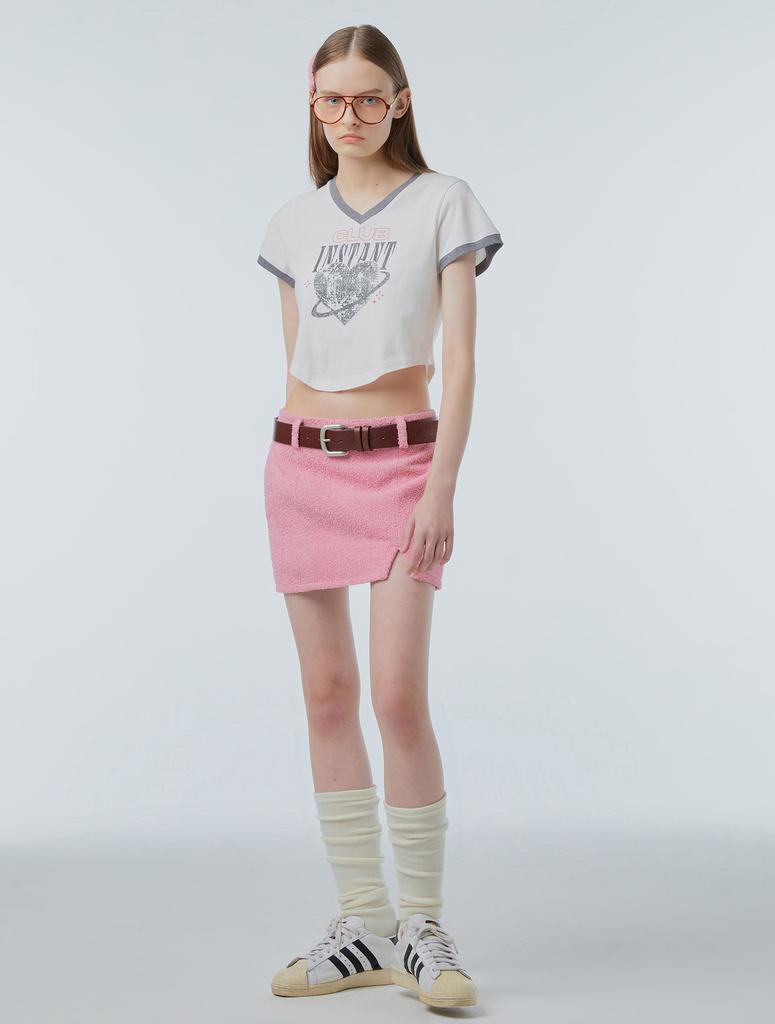 Instant Punk Terry Slit Mini Skirt - Pink