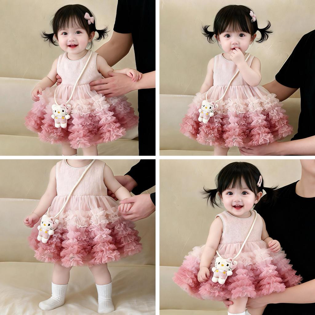 Baby Girl Summer Tulle Princess Dress Infant Tutu Gown for First Birthday Party Photoshoot