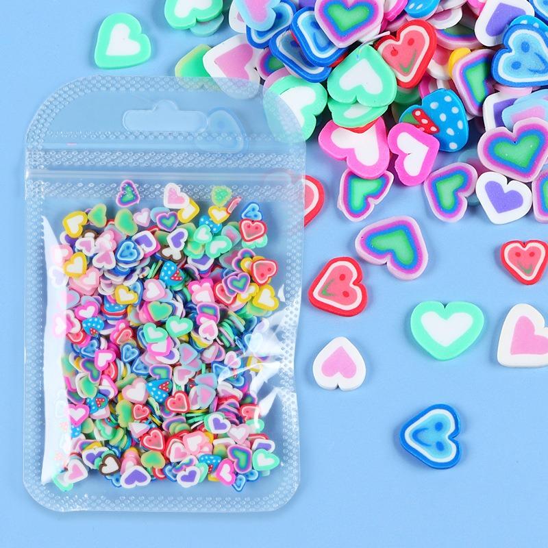 10g/bag Heart Shaped Soft Ceramic Sliced Valentine's Day Nail Accessories for Making Charming Nail Decoration Accessories DIY Nail Products