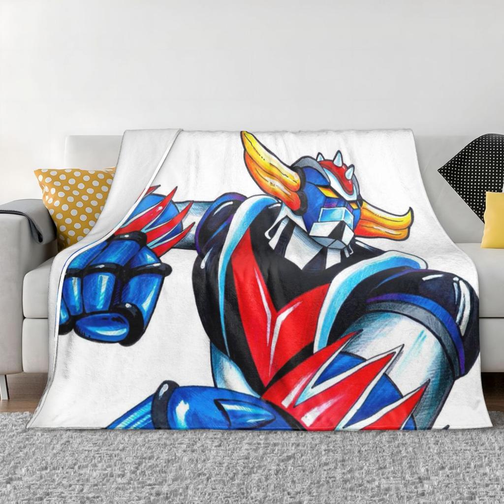 UFO Robot Goldorak Grendizer Anime Mechanical Warrior Blankets Flannel Throw Blanket Plush for Bed Living Room Travel Home Couch