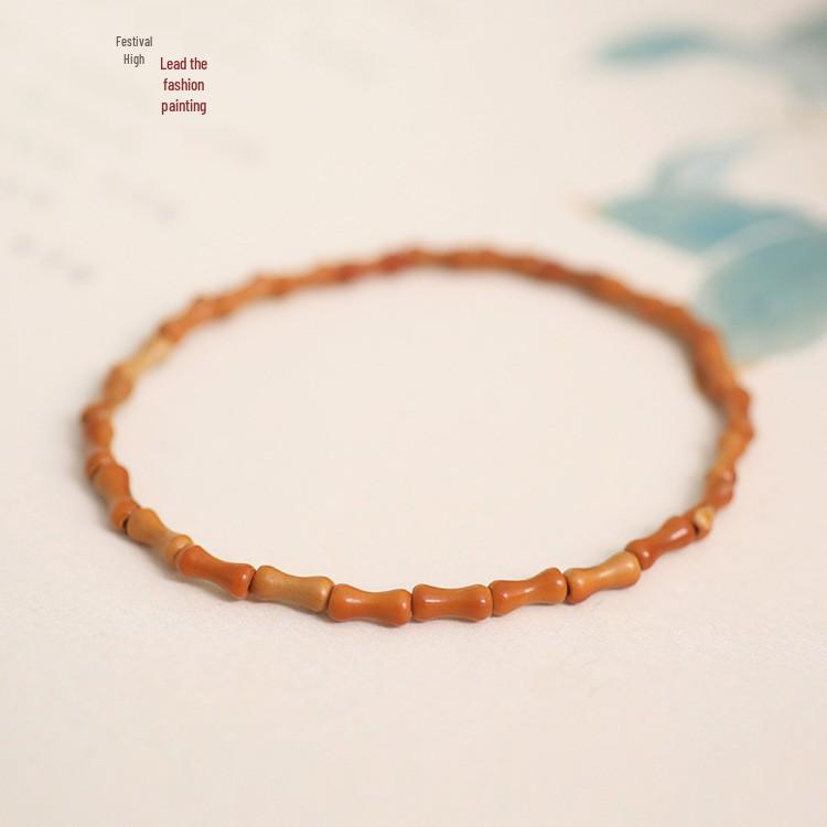Exquisite Natural Olive Pit Bracelet: Bamboo & Wenwan Handcrafted Artistic Chinese Accessories