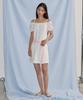 City Breeze Square Neck Off-Shoulder Short Sleeve Dress_White