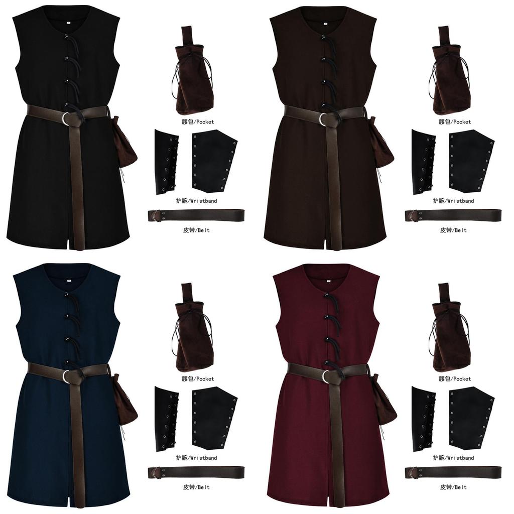 Halloween Vintage Pirate Vest With Renaissance Design For Cosplay Parties