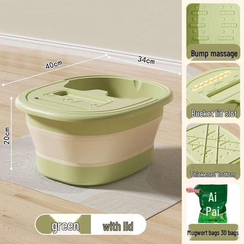 Foldable Portable Foot Bath Basin - Insulated and Over-Calf Design for Home Spa.