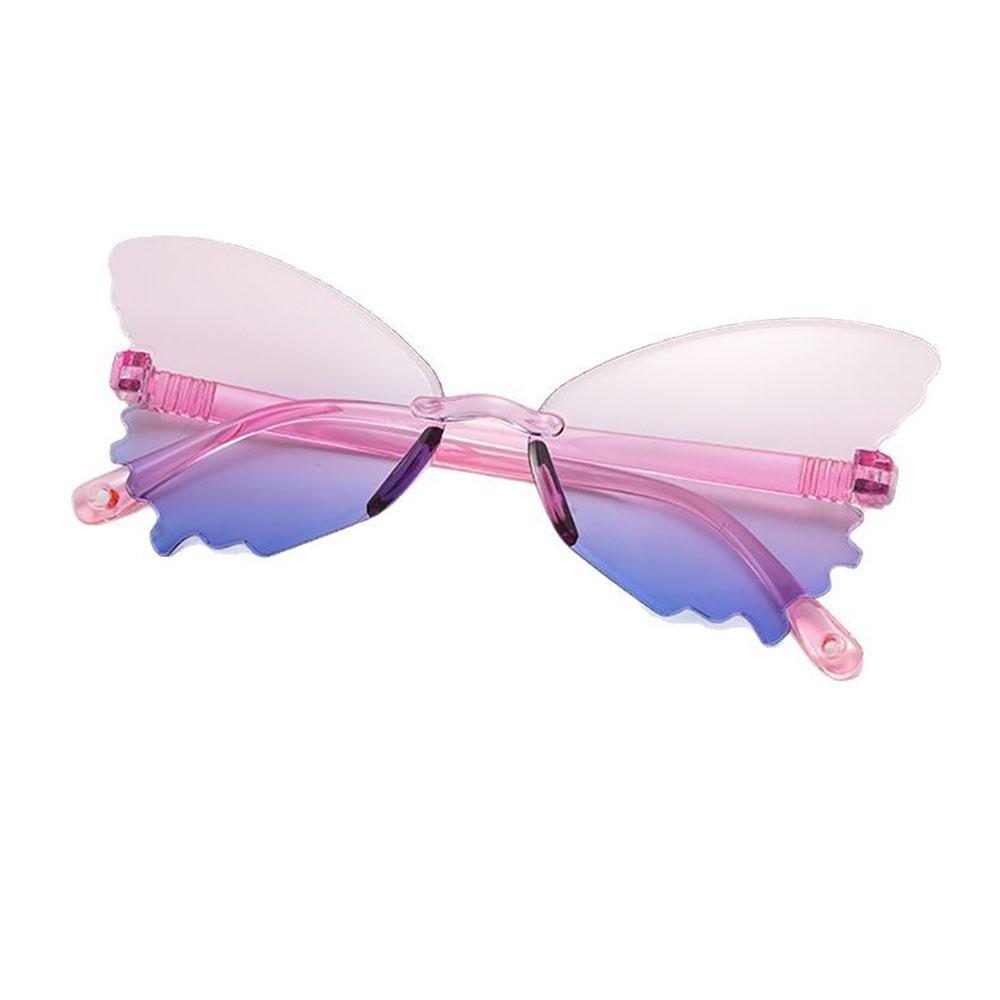 Fashion Rimless Butterfly Children's Sunglasses Trendy Kids Boys Girls Outdoor Cute Casual Sun Glasses Baby Travel UV400 Shades