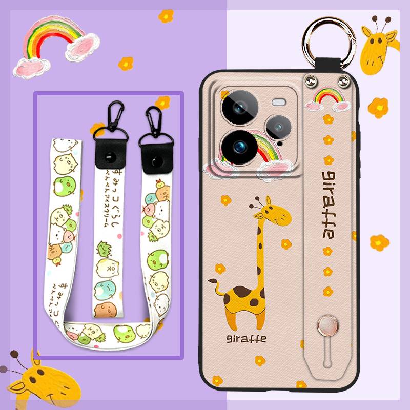Lanyard Phone Holder Phone Case For Realme GT7 Pro Wrist Strap Cartoon Back Cover Dirt-resistant Durable Wristband Cute