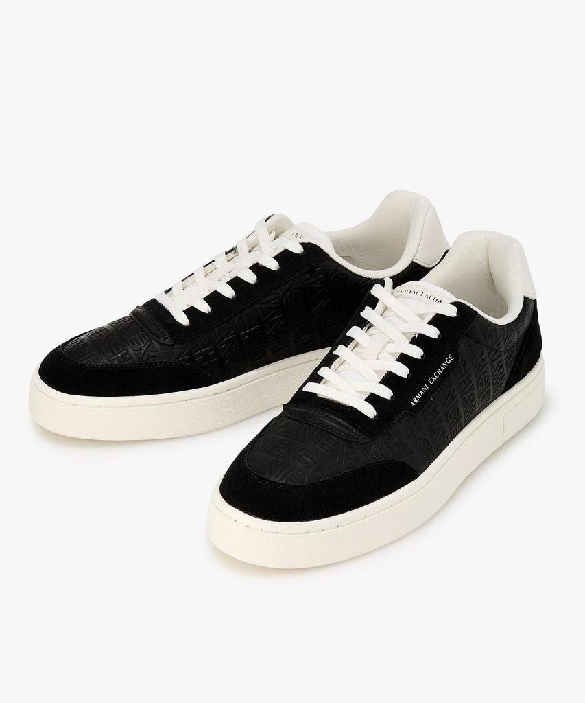 Armani Exchange Men'S Embossed Logo Leather Sneakers _Black_A416175004