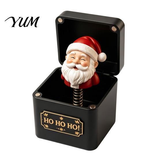 Holiday Desktop Decoration 3D Printed Christmas Pop-Up Magic Box with Spring Action, Xmas Elements/Angel/Star Star of Bethlehem Gift Ornaments,