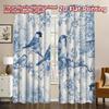 2D FLAT PRINTING 2pcs Curtains (Without Rod) Blue Birds On Branches Chic Curtain Fabric Versatile Polyester Fabric Curtains Art