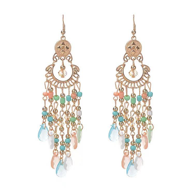 Bohemian Faux Silver Feather Tassel Mosquito Coil Earrings: Summer Retro Ethnic Ear Jewelry