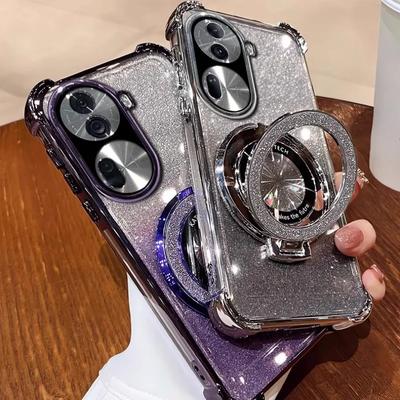 Luxury Glitter Bracket Case For OPPO A16 A17 A53 A57 A58 A74 A78 Reno11F 11 11Pro 10 10Pro 13F 13 13Pro Case For Reno12F Cover