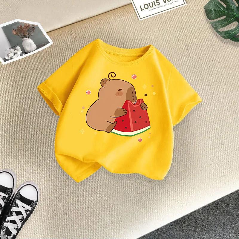 Children's Casual Short-sleeved T-shirt, Summer Boys' And Girls' Cute Capri Blouse