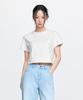 Emelbi Women'S Diamond Monogram Tone-Tone Jacquard Crop Short Sleeve T-Shirt Ny (Ivory)