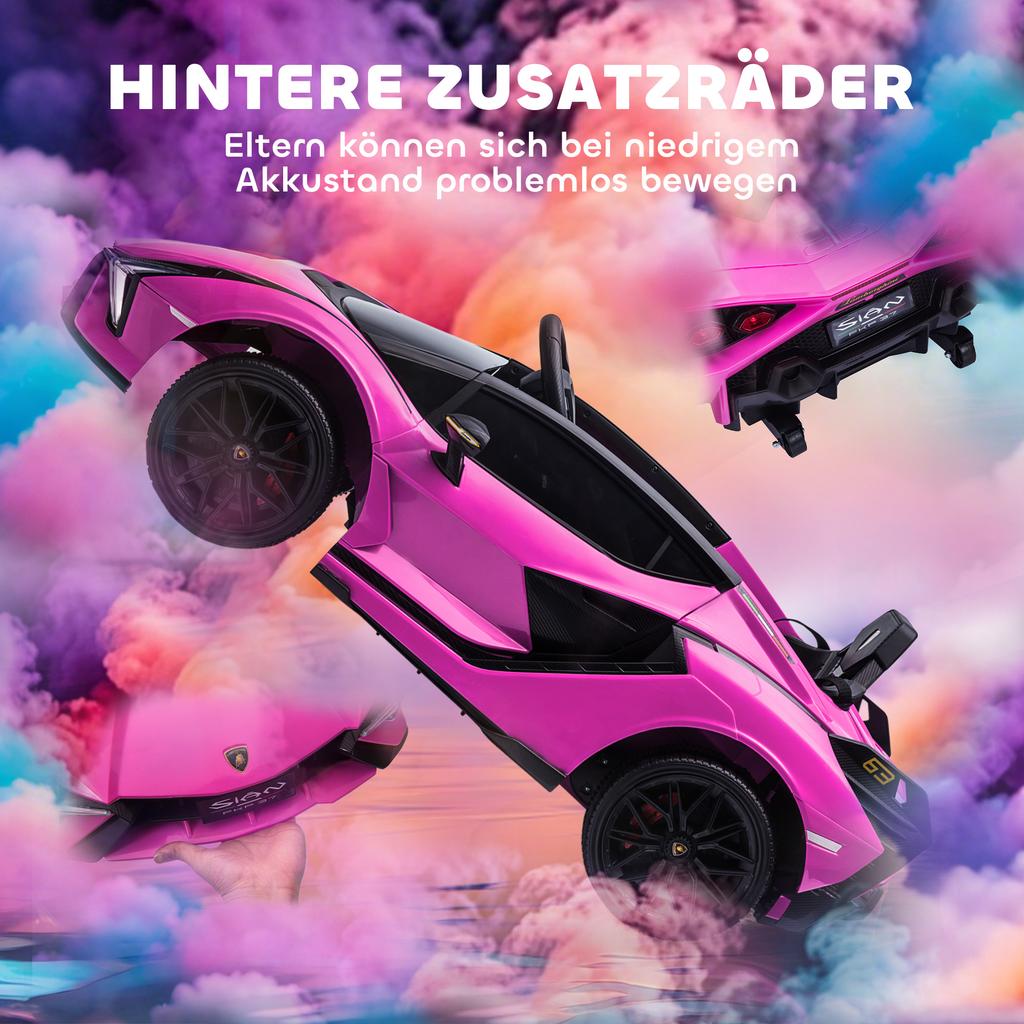 Auto Elettrica per Bambini, Lamborghini, 3-5 km/h, Telecomando, per 3-5 Anni, Rosa
