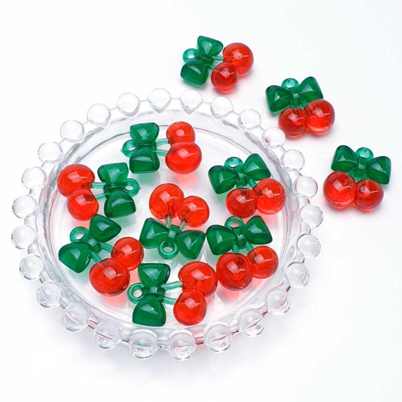Acrylic Fruit Ribbon Cherry Keychain Accessory Supplies
