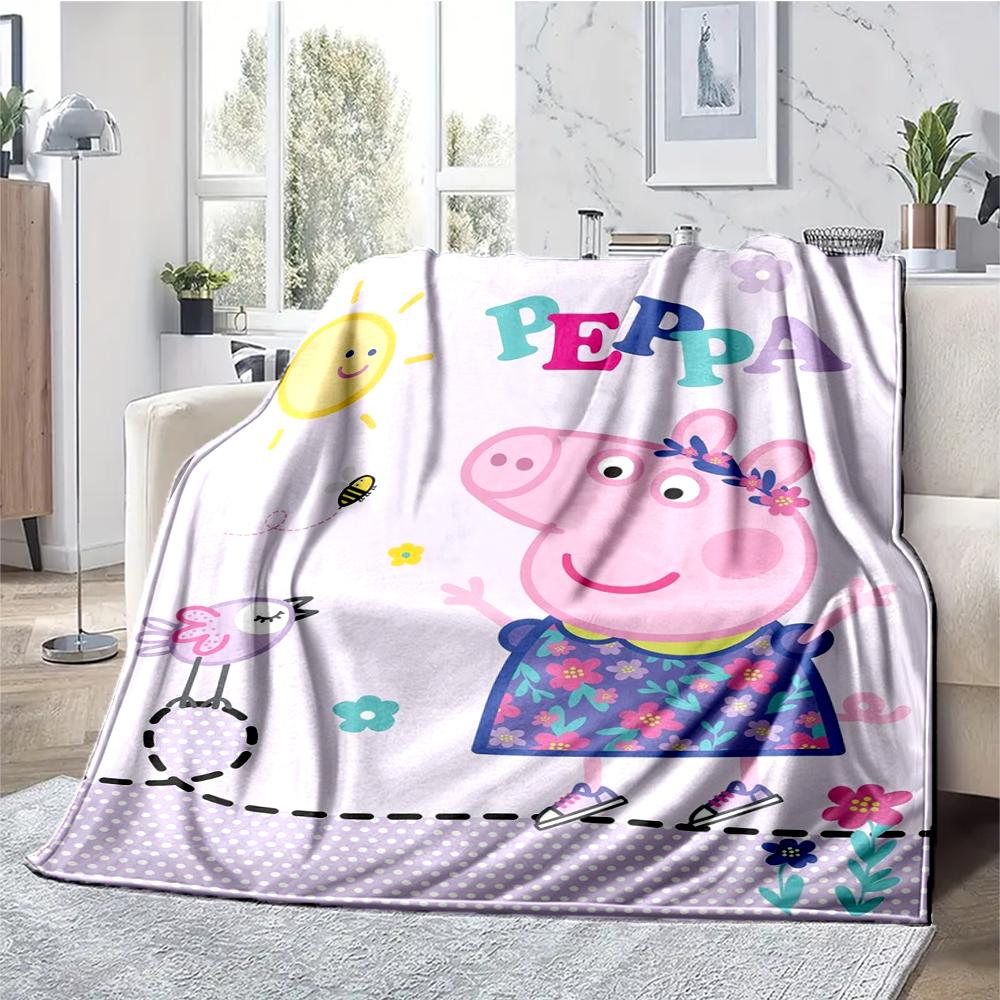 Peppa Pig Theme Printed Blanket - Perfect for Couch, Bed, Travel & Outdoor Use | Machine Washable, Cozy & Durable.