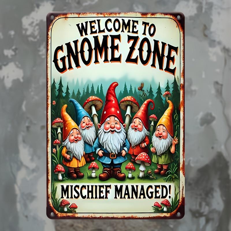 Vintage kovová cedule Gnome Zone Železná nástěnná Dekorativní plaketa Vodotěsná a odolná vůči povětrnostním vlivům Zábavný žert Management Garden Art