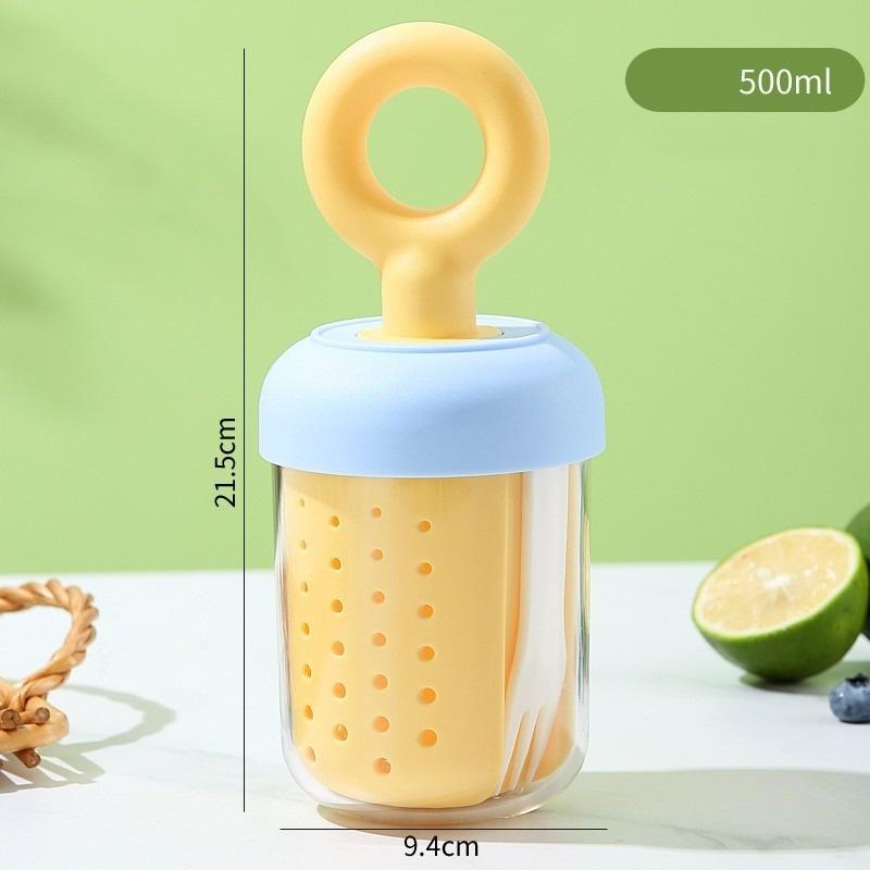 Portable Dopamine Fruit Cup Outdoor Sealed Leak-proof Yogurt Cup with Fork Picnic Double Layer Food Grade Plus Thick Drain Cup