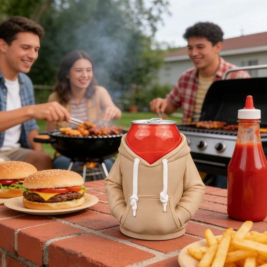Beverage Can Jacket Funny Beer Can Holder Soda Can Hoodie 3D Printed Drink Can Sleeve for Parties BBQs Gag Gift