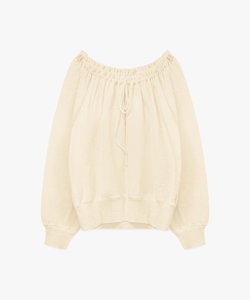 MARIE CLAIRE Off-Shoulder Ribbon Shirred Knit (Magakn17Mye)