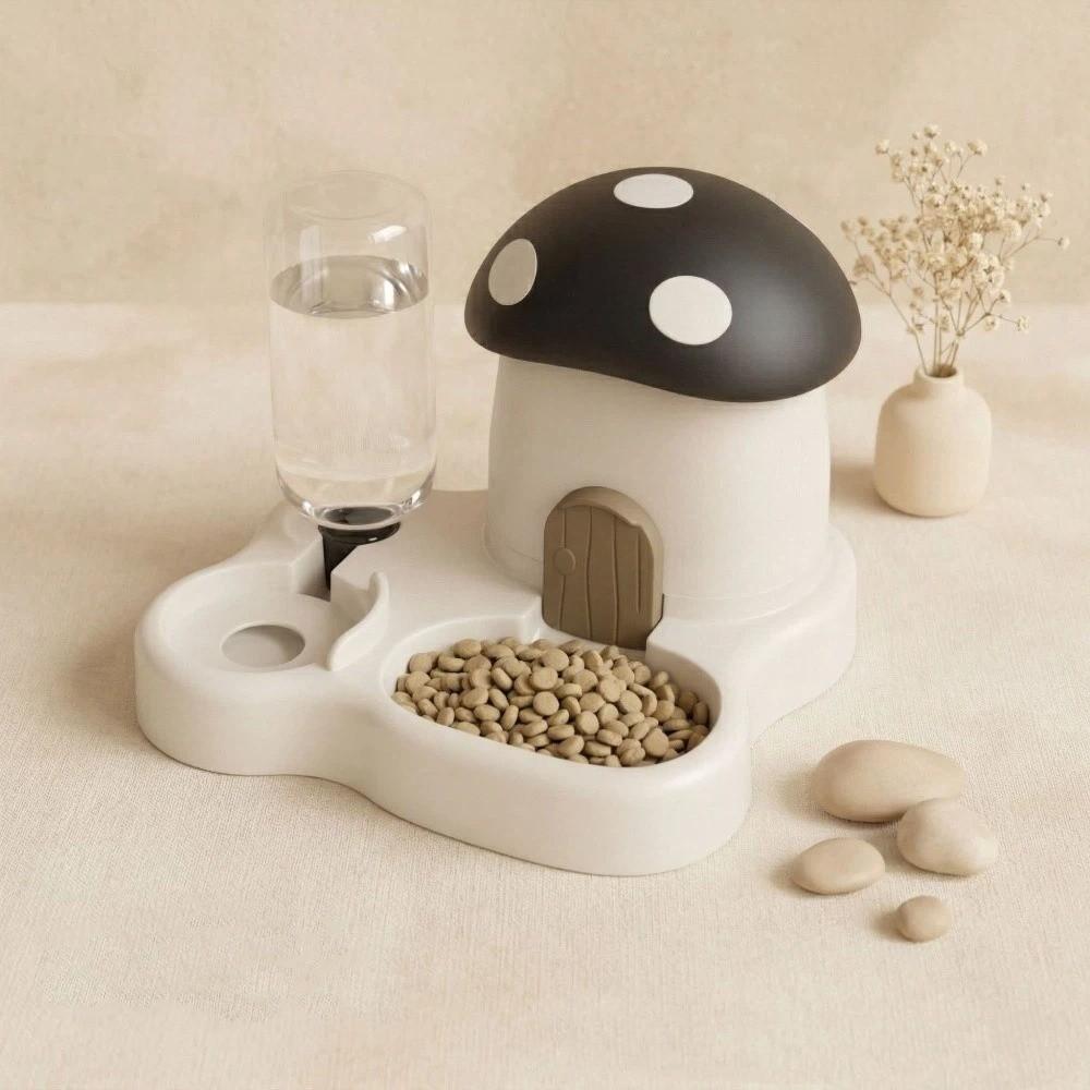 2 in 1 Mushroom Pet Automatic Feeder Large Capacity Gravity Refill Cat Water Dispenser Moisture-proof Dry Wet Separation