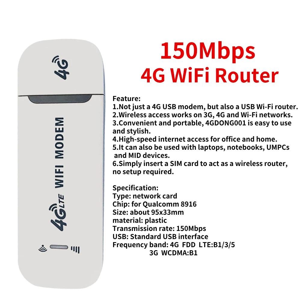 Office WiFi 4G Wireless LTE WiFi Router 4G SIM Card Portable 150Mbps USB Modem Pocket Hotspot Dongle Mobile Broadband for Home