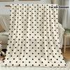 1pc, Simple Polka Dot Print Flannel Blanket, Base with All-over Small Black Polka Dots, Single-sided Print. Suitable for Sofas, Camping, Beds, Offices