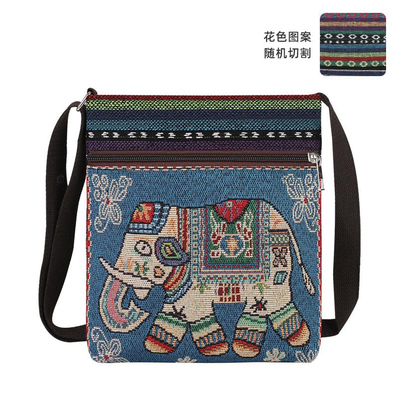 Yunnan exotic travel messenger bag elephant butterfly owl shoulder canvas small square bag
