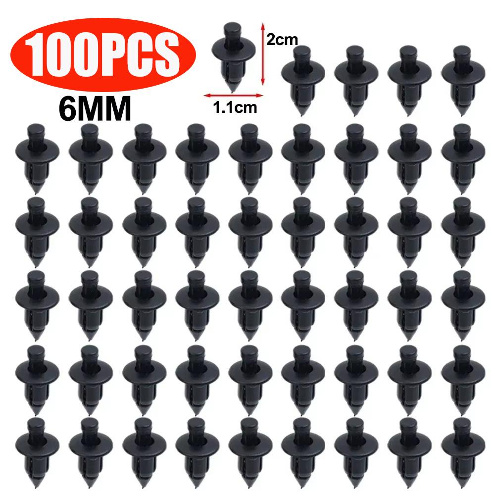 Car Hole Plastic Rivets Fastener Push Clip Black Auto Vehicle Door Trim Panel Retainer Fastener Clip Car Accessory 6mm/7mm/8mm