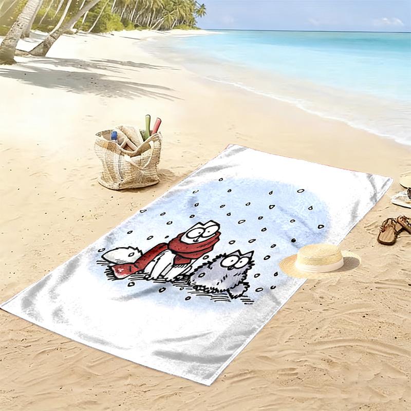 Simon's Cat Aufdruck Strandtuch, Großes Weiches Schnelltrocknendes Handtuch für Strand Camping Schwimmen