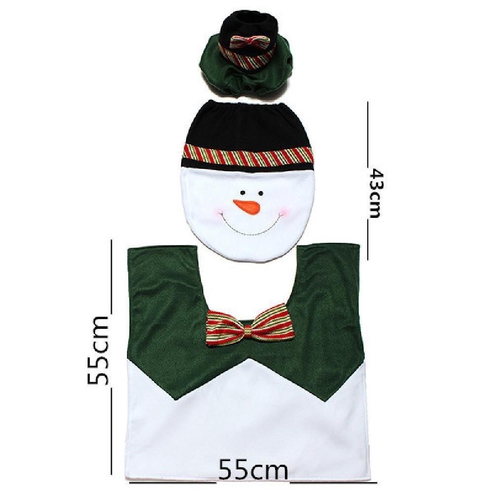 Festive 3 Pieces Set Christmas Bathroom Decoration With Santa Toilet Seat Cover