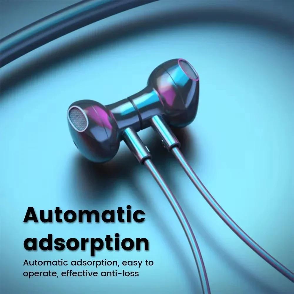 Bluetooth 5.2 Earphones Neckband Headphones Wireless Headsets HiFi Stereo LED Digital Display Dual Mode Waterproof Earbuds