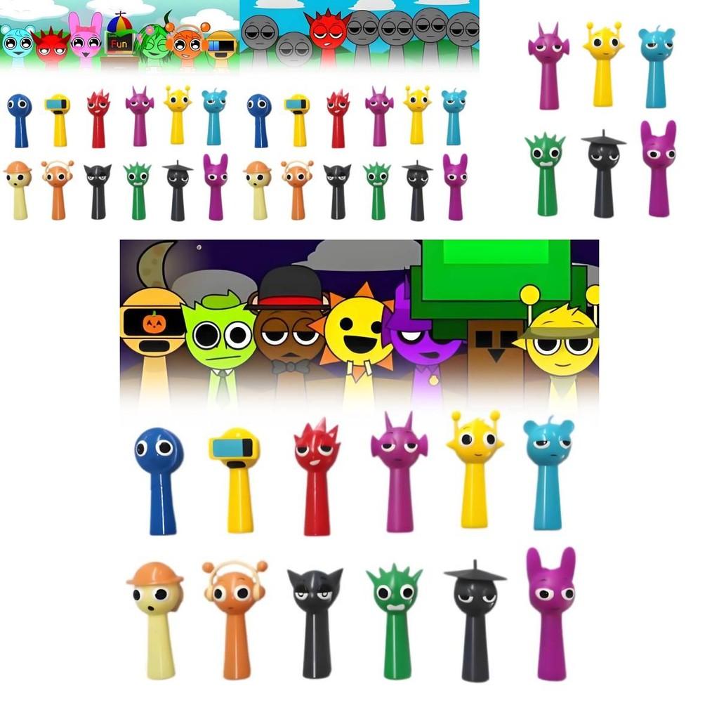 Adorable 3-3.5 Inch Rhythm Box Hand Figurine Models Set Of 12 Colorful Pvc Cake Decorations