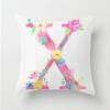 Flower 26 Letters Alphabet Decorative Cushion Cover Polyester Pillowcase Throw Pillow Cover Home Decor Fundas De Cojin 45X45Cm