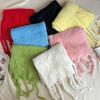 Luochi Knitting~Candy Color Plush Scarf: Soft, Skin-Friendly, Warm Tassels & Braids, Versatile Winter Neck Warmer for Women.