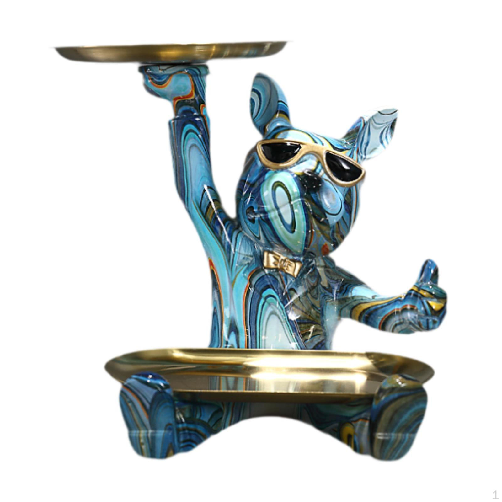 

Фигурка бульдога Лоток для хранения ключей и безделушек Ручная работа Скульптуры из смолы Главная Style B